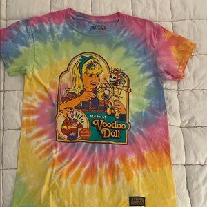 RHODE Multicolor Tie-Dye Graphic Tee with Pink Collar